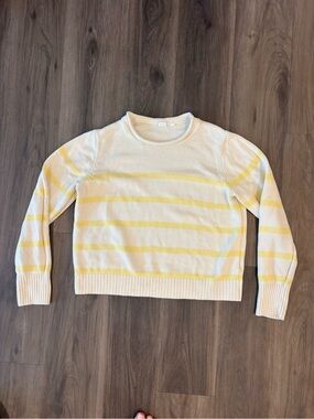 Women’s Cream and Yellow Stripe Crewneck Sweater